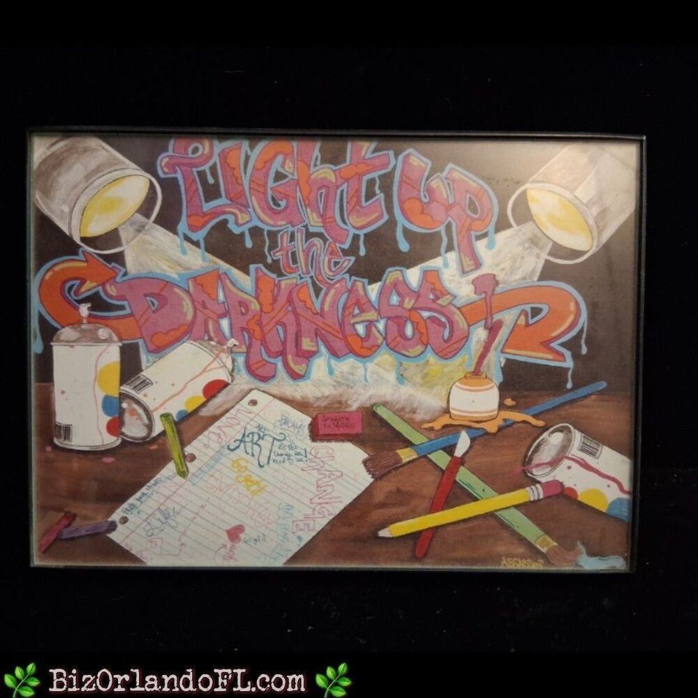 ARTISAN: Light Up The Darkness Inspirational Graffiti Word Art Artwork Framed...